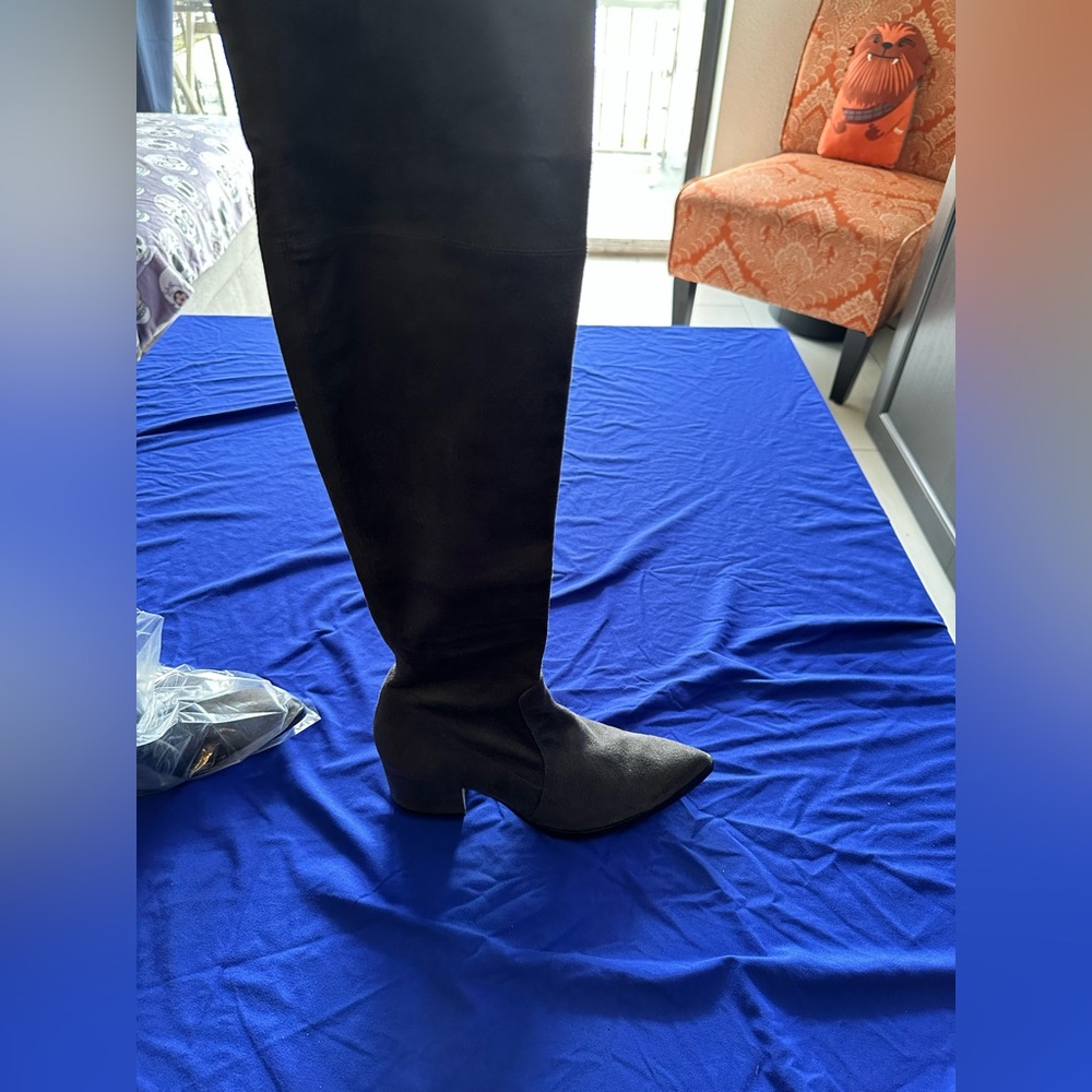 Only worn twice Donald J Pliner thigh high gray suede boots - Picture 10 of 12